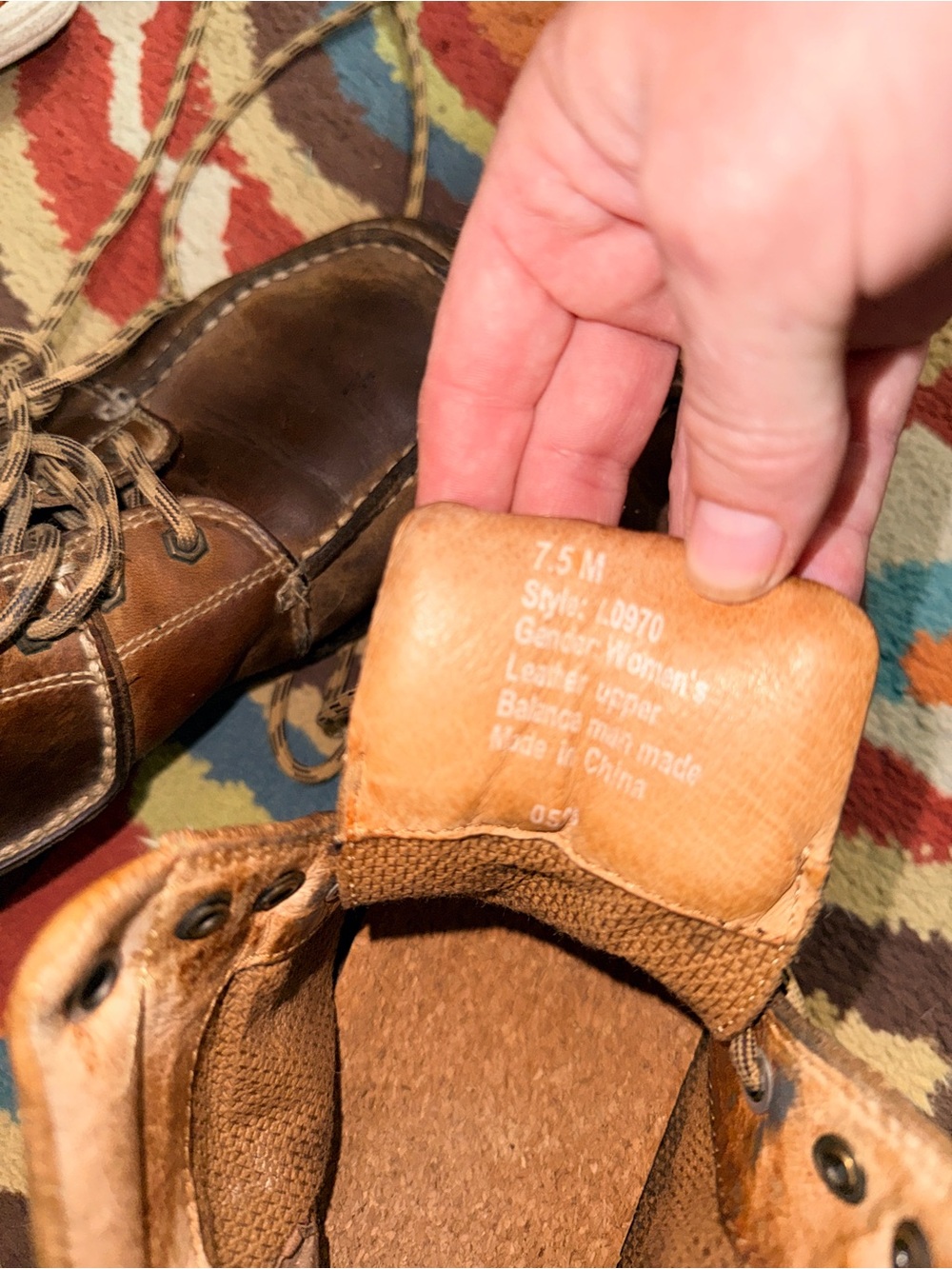 Justin Boots Brown Leather Moccasin-Style Lace-Up Boots - Picture 2 of 4